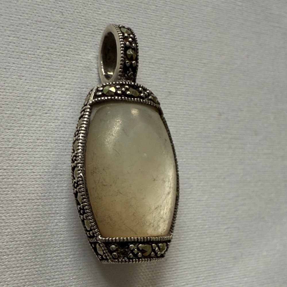 Vintage Silver and Black Stone Necklace Pendant